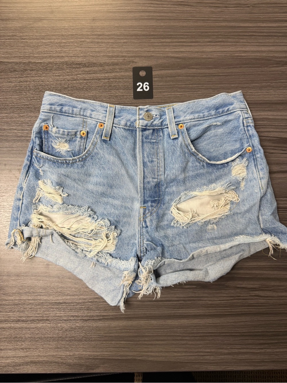 Levi's Light Blue Ripped Denim Shorts